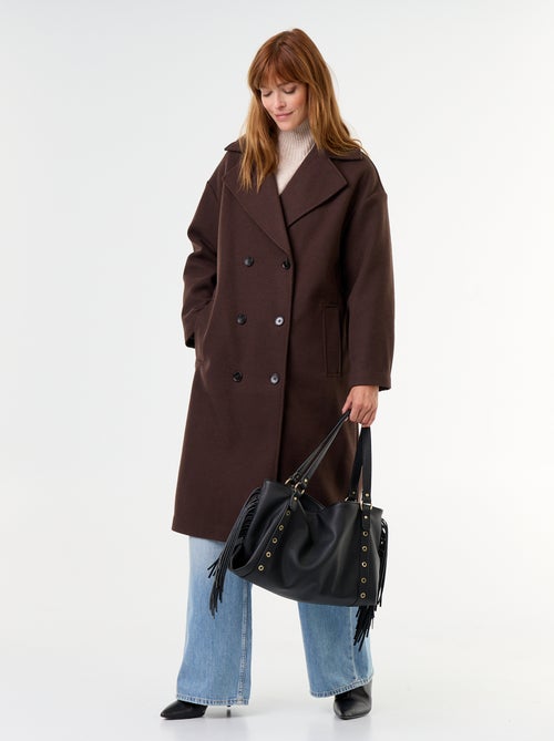 Lange jas met wollook en reverskraag - Kiabi