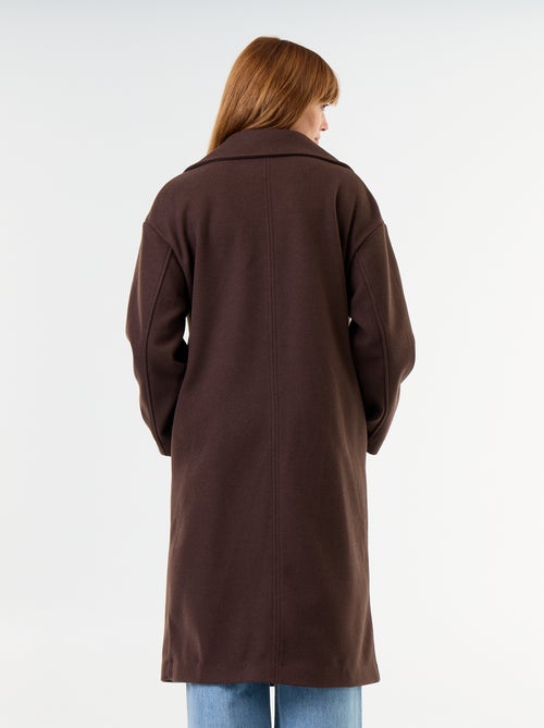 Lange jas met wollook en reverskraag - Kiabi