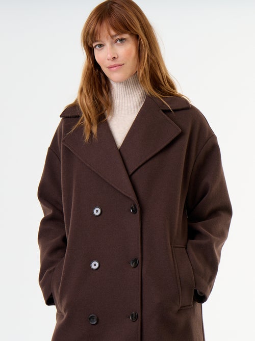 Lange jas met wollook en reverskraag - Kiabi