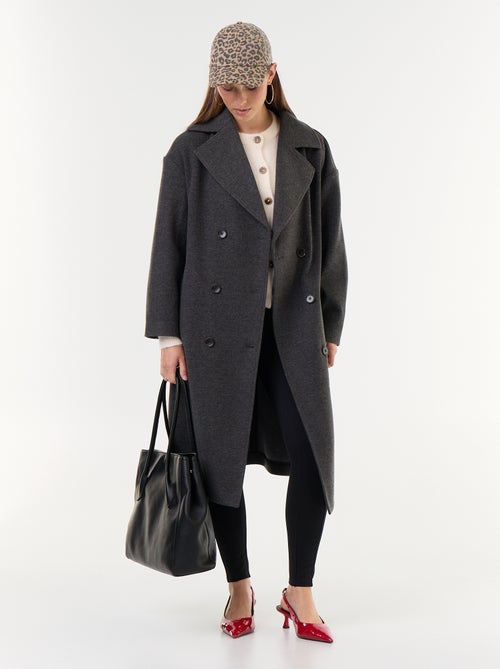 Lange jas met wollook en reverskraag - Kiabi