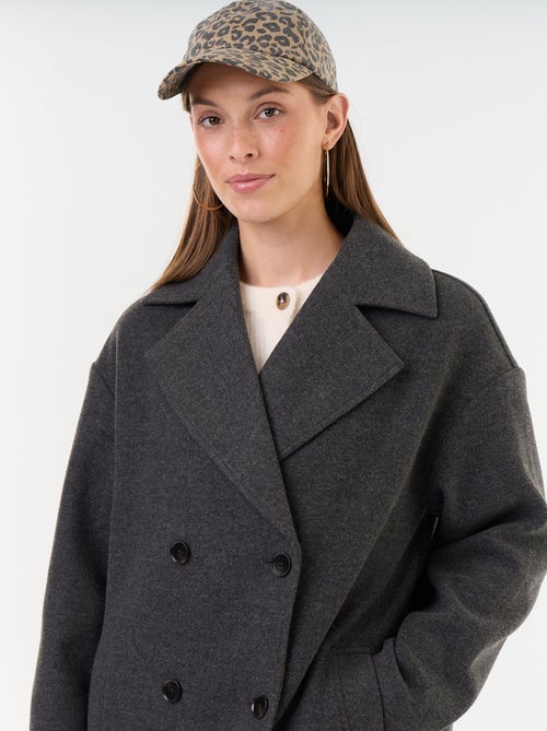 Lange jas met wollook en reverskraag - Kiabi