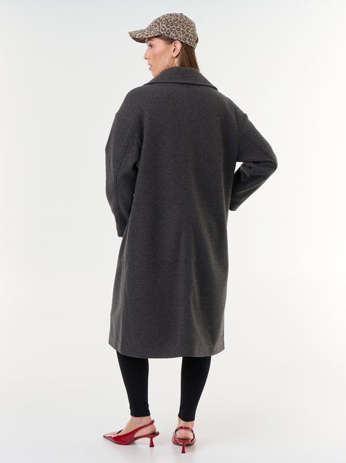 Lange jas met wollook en reverskraag - Kiabi