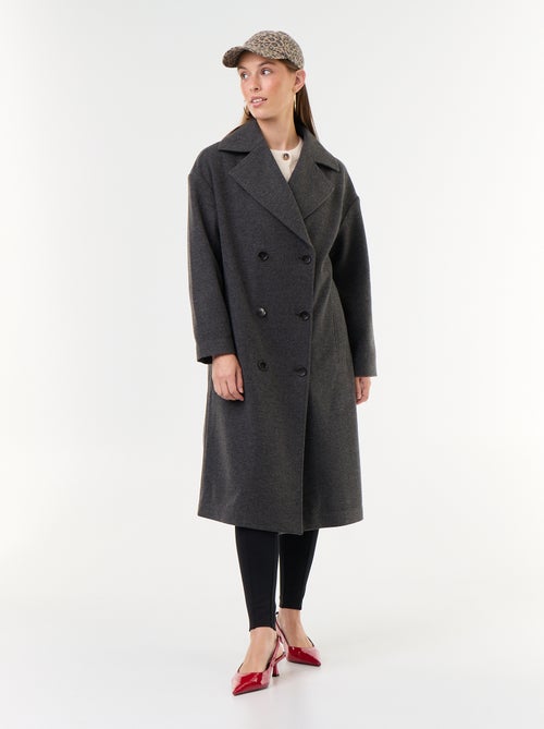 Lange jas met wollook en reverskraag - Kiabi