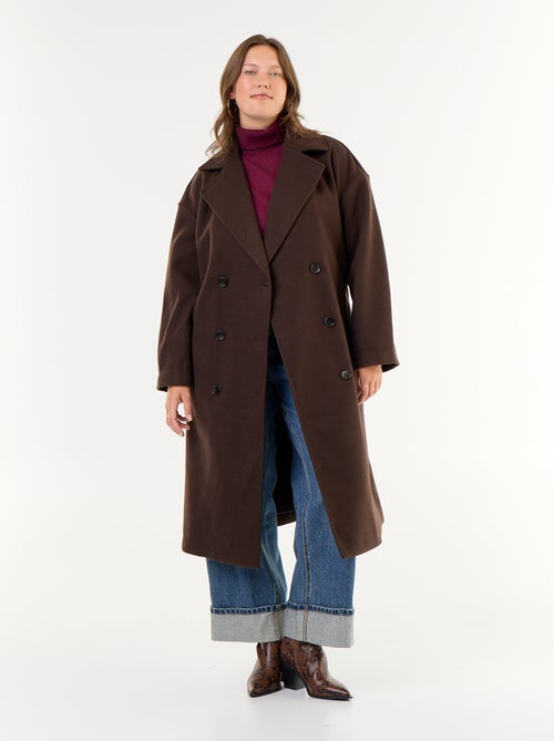 Lange jas met wollook en tailleurkraag - Kiabi