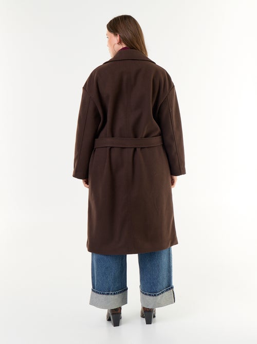 Lange jas met wollook en tailleurkraag - Kiabi