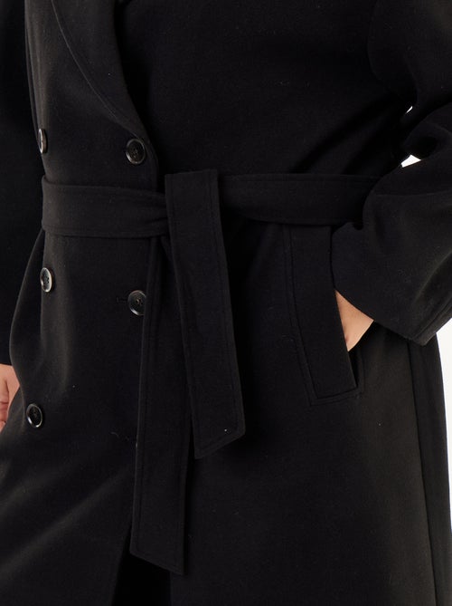 Lange jas met wollook en tailleurkraag - Kiabi