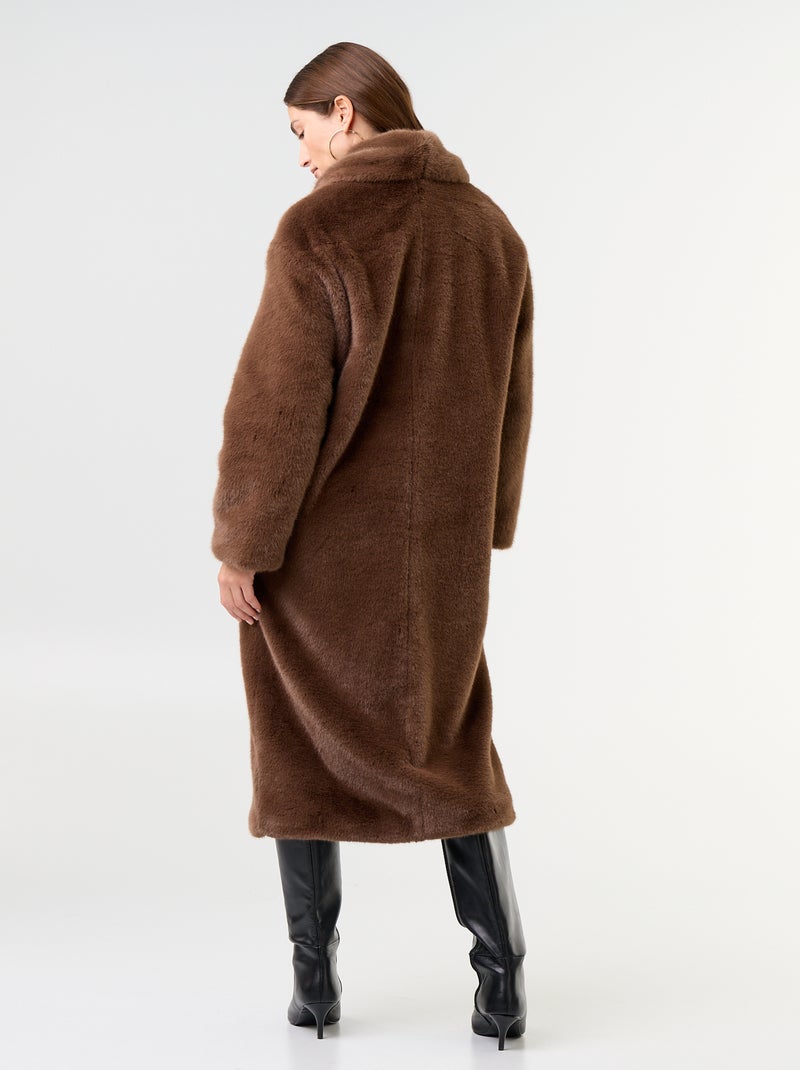 Lange jas van imitatiebont Bruin - Kiabi