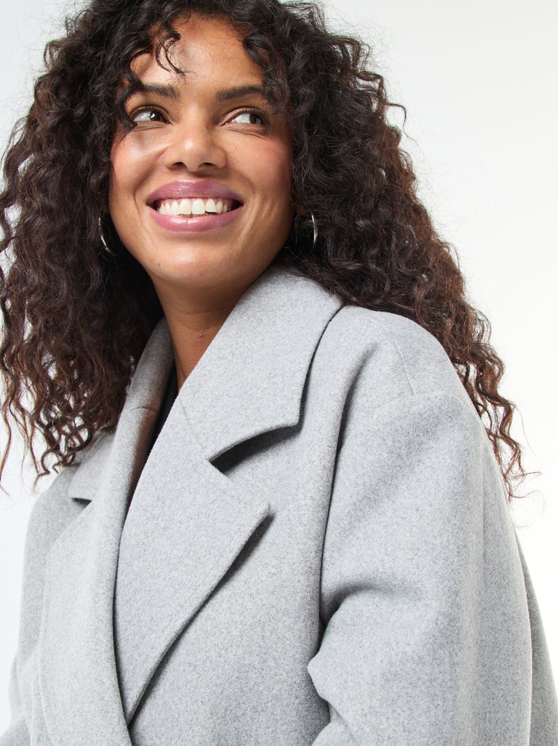 Lange jas van wolachtige stof Grijs - Kiabi