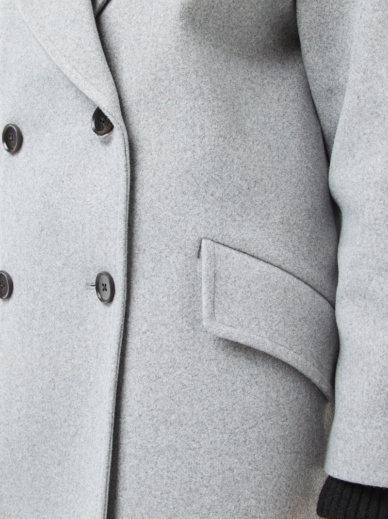 Lange jas van wolachtige stof Grijs - Kiabi