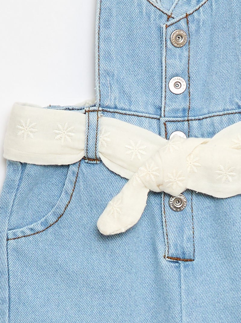 Lange jeans tuinbroek Wit - Kiabi