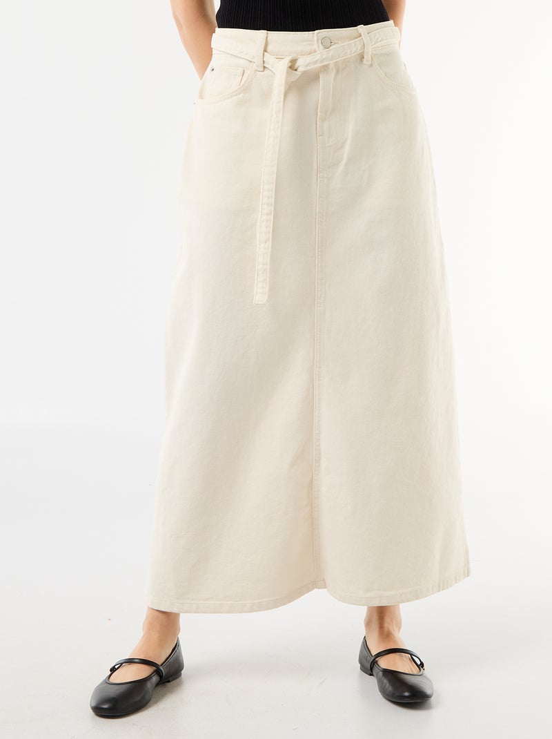 Lange jeansrok Wit - Kiabi
