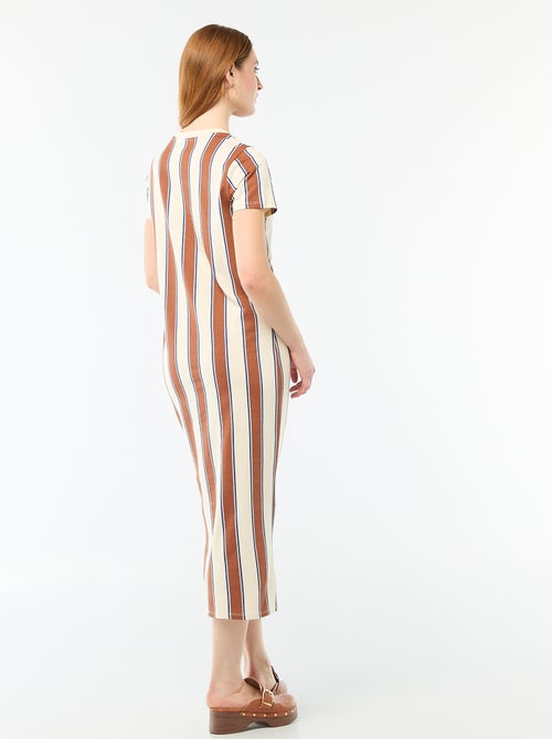 Lange jersey jurk met korte mouwen - Kiabi