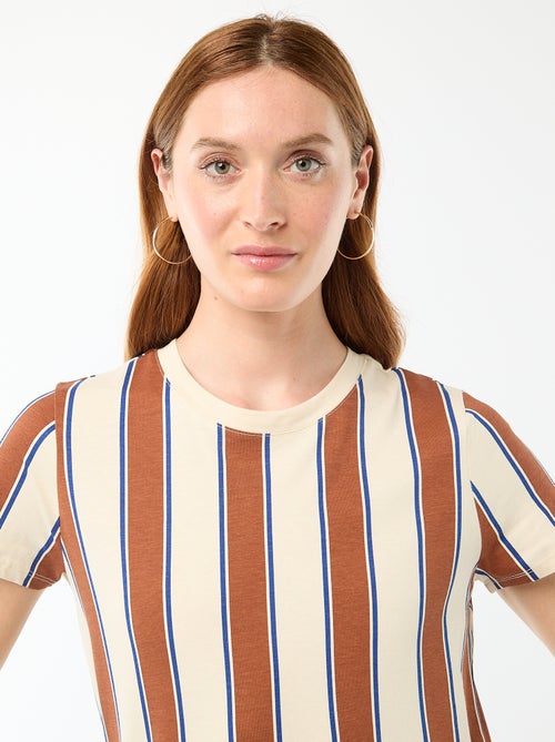 Lange jersey jurk met korte mouwen - Kiabi