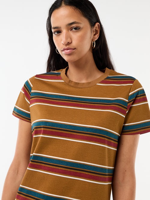 Lange jersey jurk met korte mouwen - Kiabi