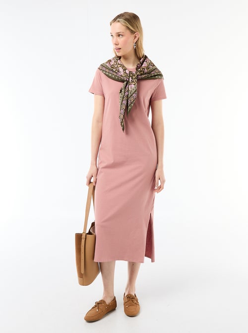 Lange jersey jurk met korte mouwen - Kiabi