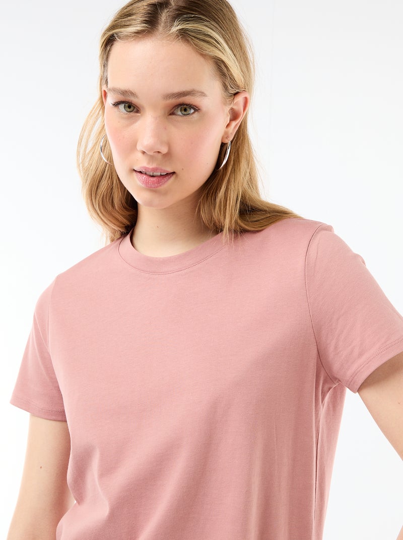 Lange jersey jurk met korte mouwen Rose - Kiabi
