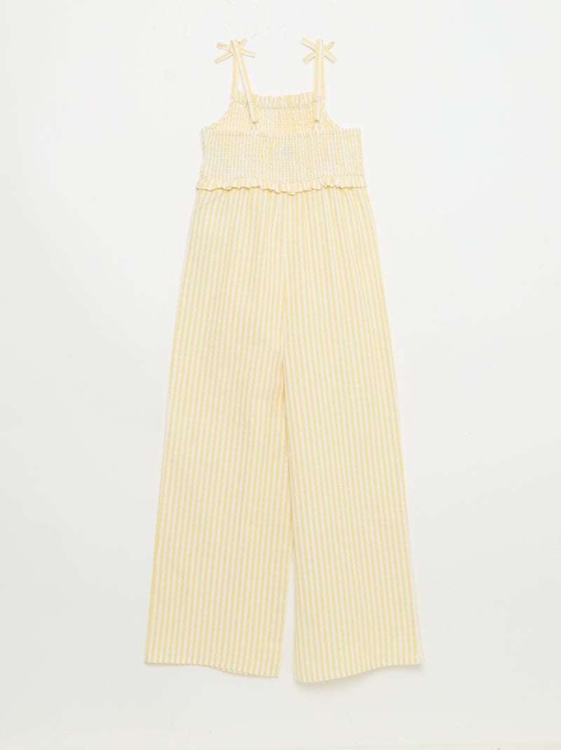 Lange jumpsuit met bandjes Geel - Kiabi