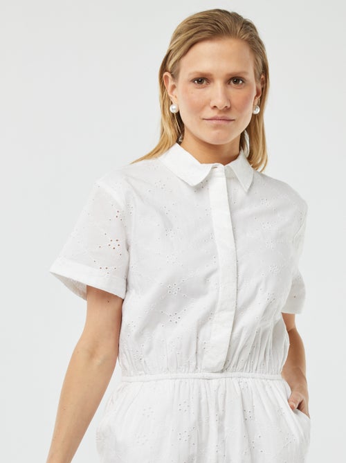 Lange jumpsuit met borduursel - Kiabi