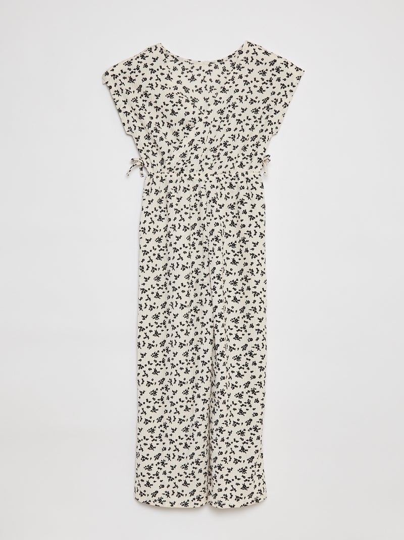 Lange jumpsuit met korte mouw BIEGE - Kiabi