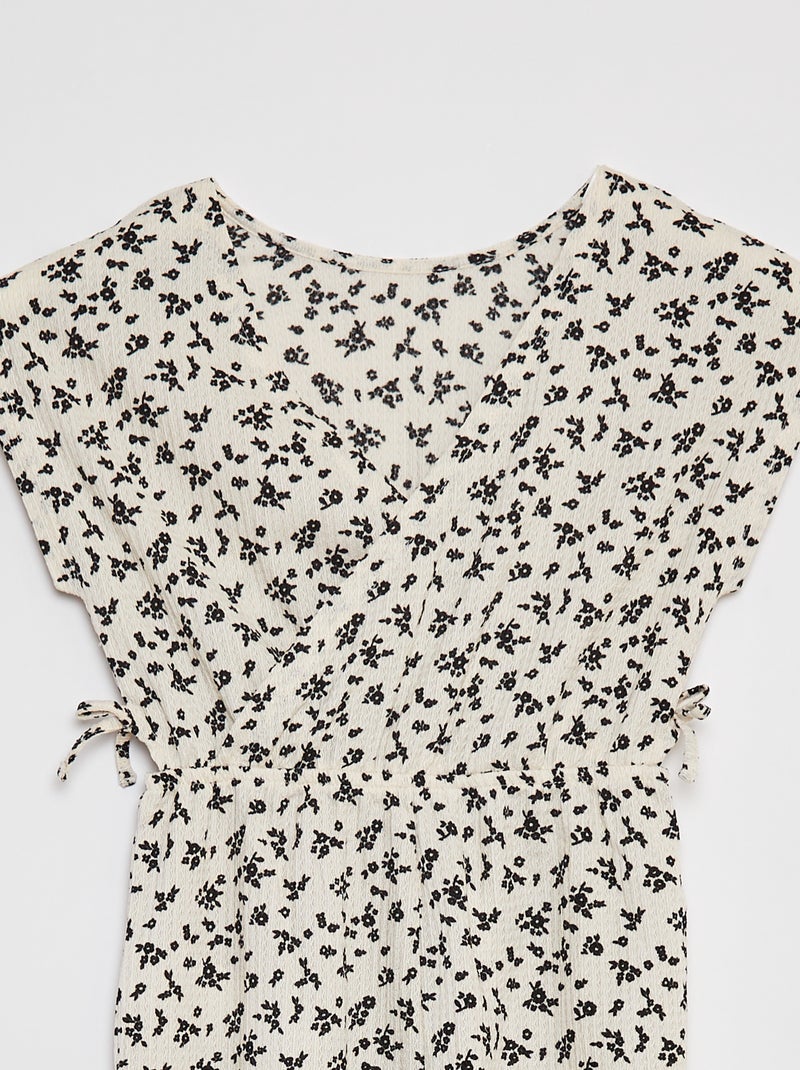 Lange jumpsuit met korte mouw BIEGE - Kiabi