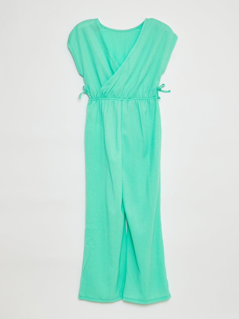 Lange jumpsuit met korte mouw GROEN - Kiabi