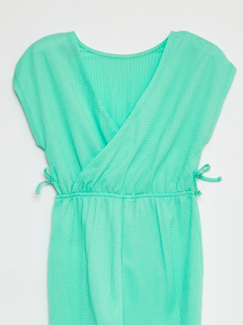 Lange jumpsuit met korte mouw GROEN - Kiabi