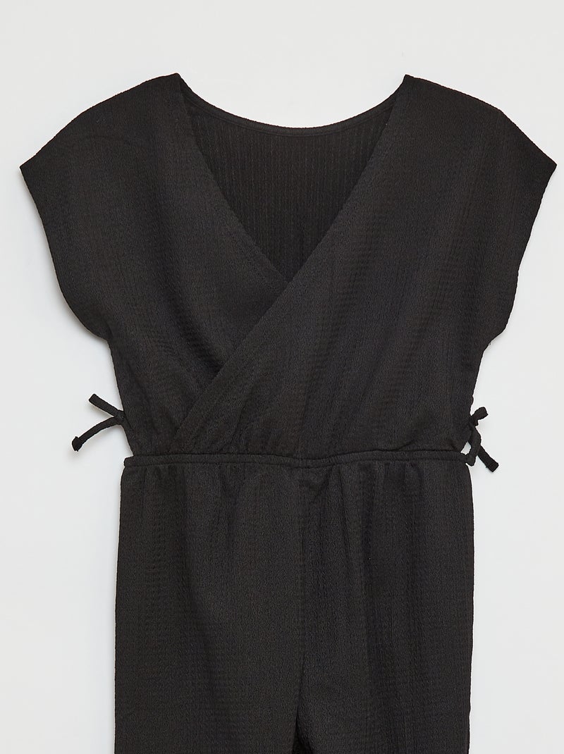 Lange jumpsuit met korte mouw zwart - Kiabi