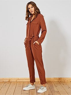 Lange jumpsuit met pyjamakraag - Kiabi