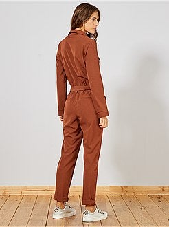 Lange jumpsuit met pyjamakraag - Kiabi