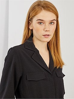 Lange jumpsuit met pyjamakraag - Kiabi