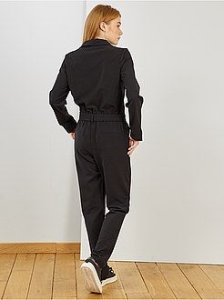 Lange jumpsuit met pyjamakraag - Kiabi