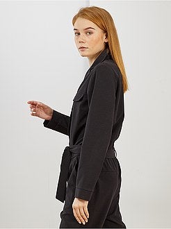 Lange jumpsuit met pyjamakraag - Kiabi