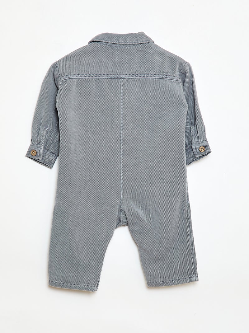 Lange jumpsuit met relax fit hemdkraag Blauw - Kiabi