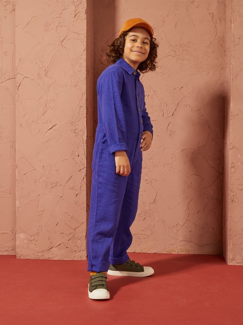 Lange jumpsuit van gemengd linnen - Uniseks - Kiabi