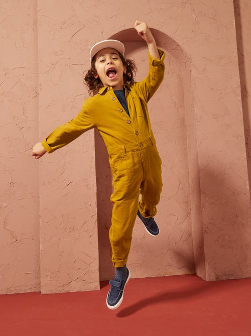 Lange jumpsuit van gemengd linnen - Uniseks - Kiabi