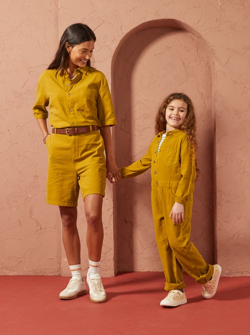 Lange jumpsuit van gemengd linnen - Uniseks - Kiabi