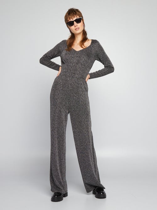 Lange jumpsuit van glanstricot - Kiabi