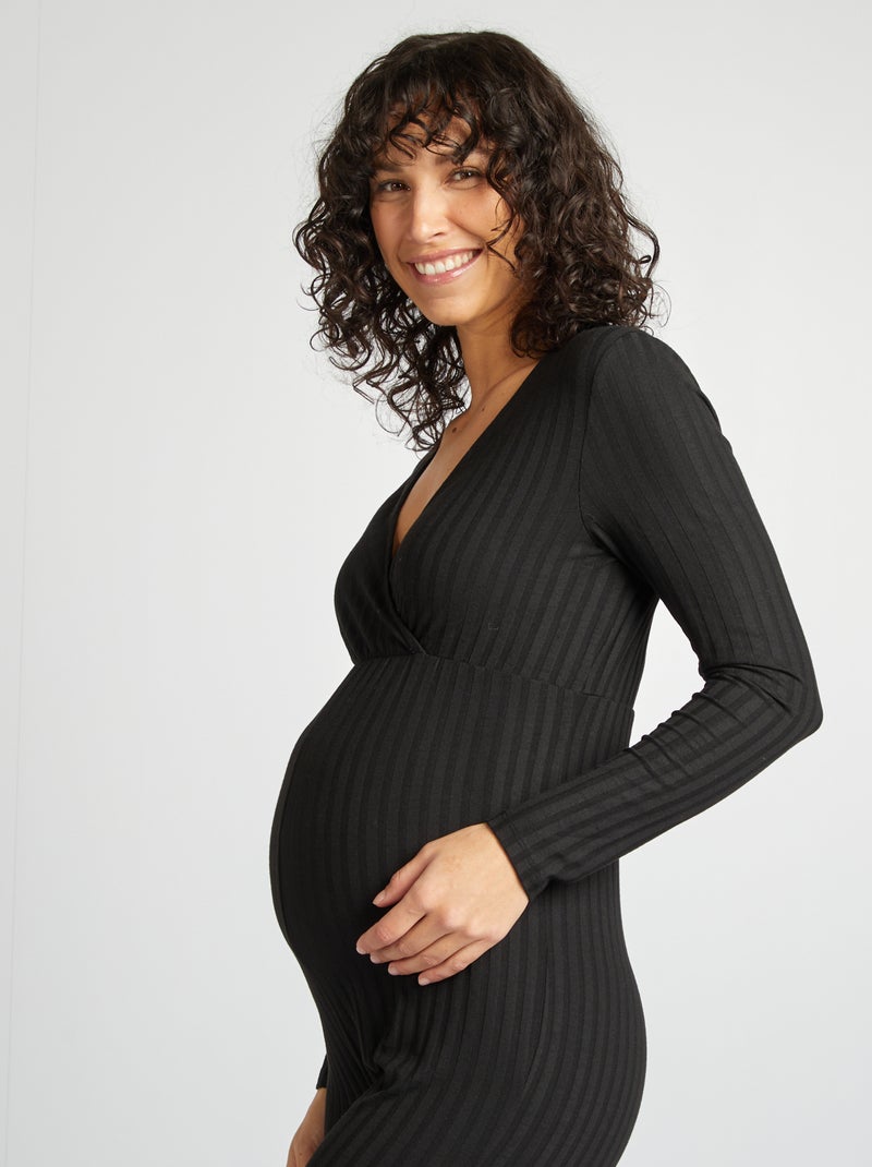 Lange jumpsuit van ribtricot 'Only Maternity' ZWART - Kiabi