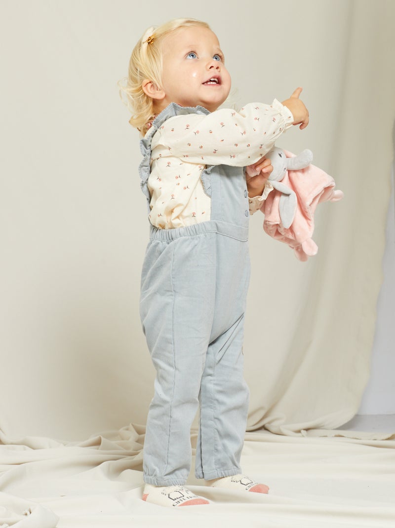 Lange jumpsuit van velours blauw grijs - Kiabi