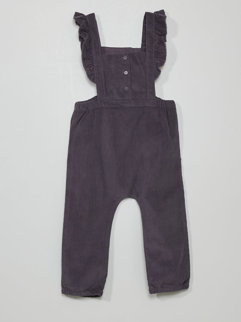 Lange jumpsuit van velours grijs - Kiabi