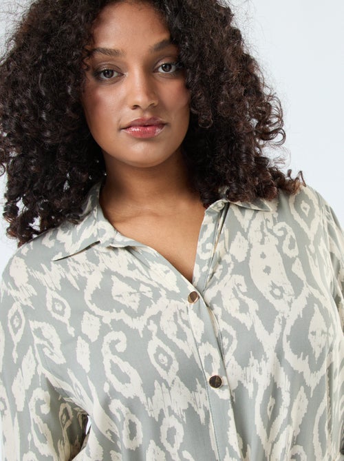 Lange jurk in overhemdmodel met ceintuur aan de taille - Kiabi