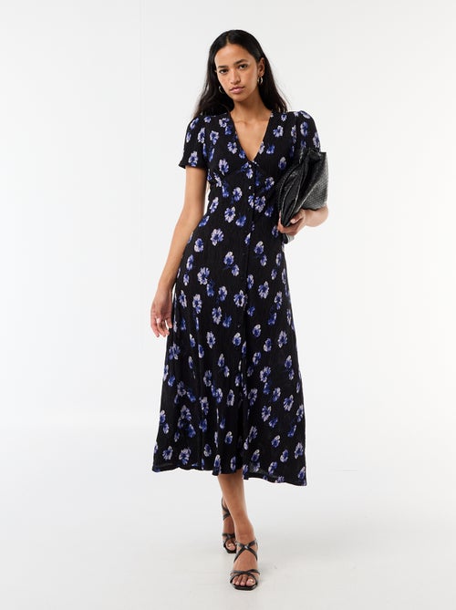 Lange jurk met all-over fijne print - Kiabi