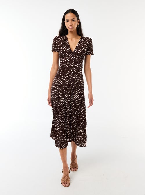 Lange jurk met all-over fijne print - Kiabi