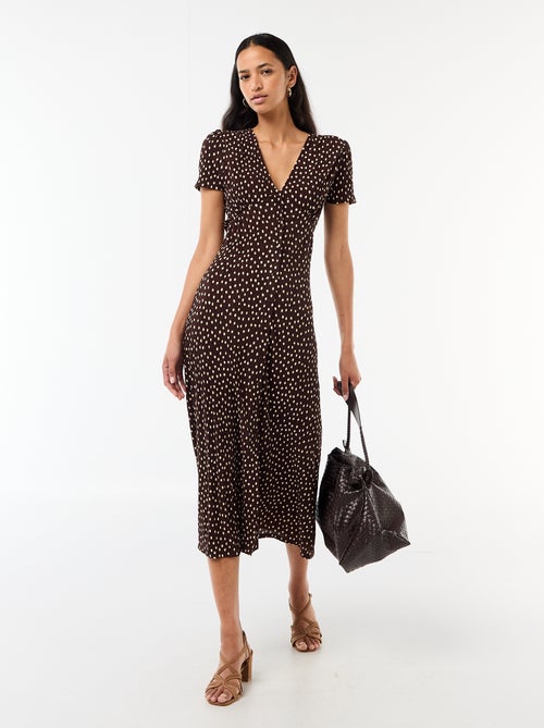 Lange jurk met all-over fijne print - Kiabi