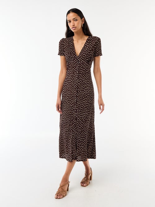 Lange jurk met all-over fijne print - Kiabi