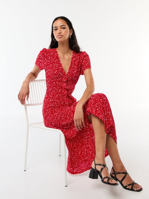 Lange jurk met all-over fijne print - Kiabi