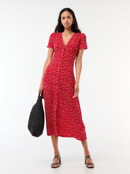 Lange jurk met all-over fijne print - Kiabi