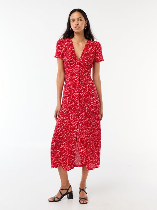 Lange jurk met all-over fijne print - Kiabi