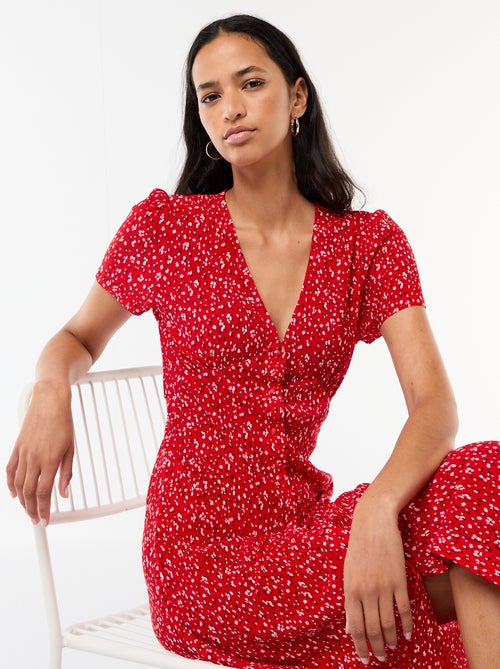 Lange jurk met all-over fijne print - Kiabi