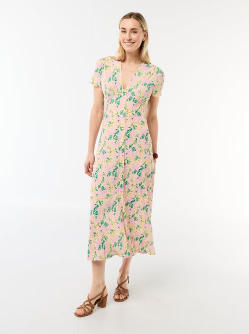 Lange jurk met all-over fijne print - Kiabi